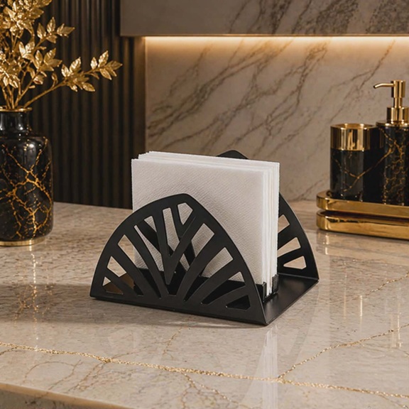 TISSUE HOLDER LEAF BLK