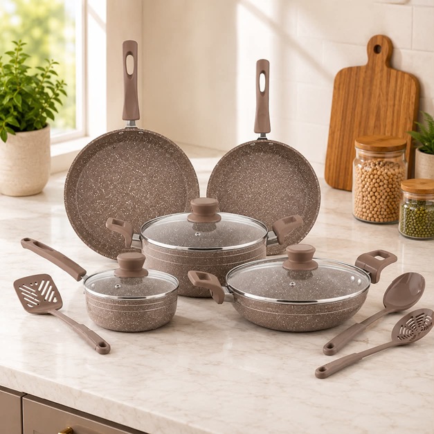 ORANGE NON-STICK 11 PCS COOKWARE SET