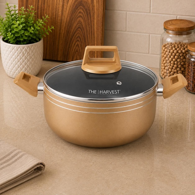 THE HARVEST NON STICK CERAMIC CASSEROLE POT 22CM
