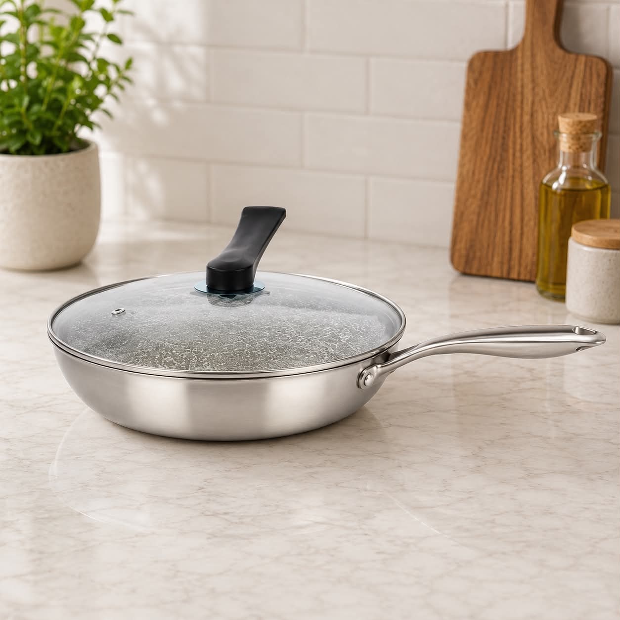 HONEYCOMB STAINLESS STEEL NON-STICK WOK 24CM