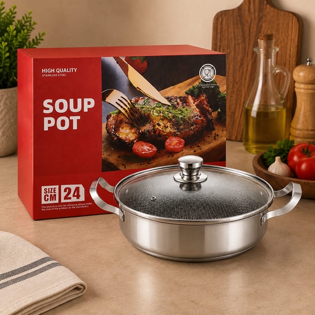 HIGH QUALITY STAINLESS STEEL SOUP POT 24CM