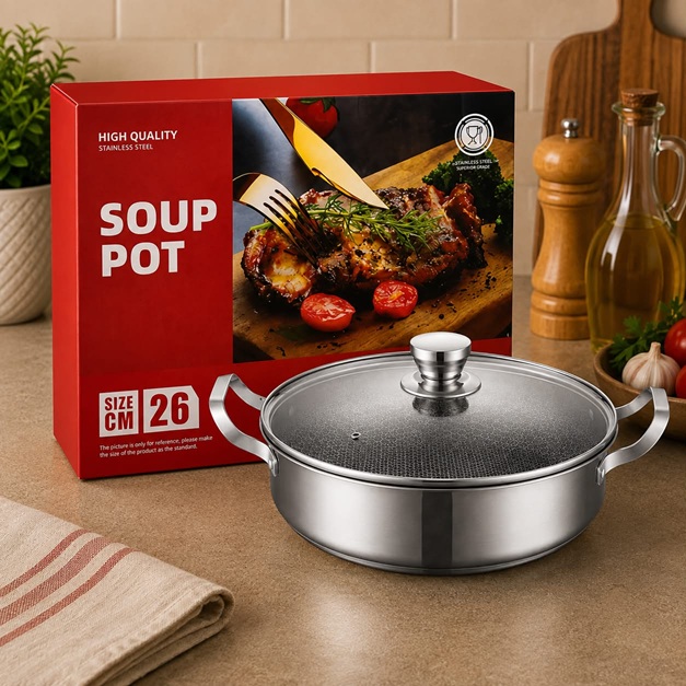 HIGH QUALITY STAINLESS STEEL SOUP POT 26CM