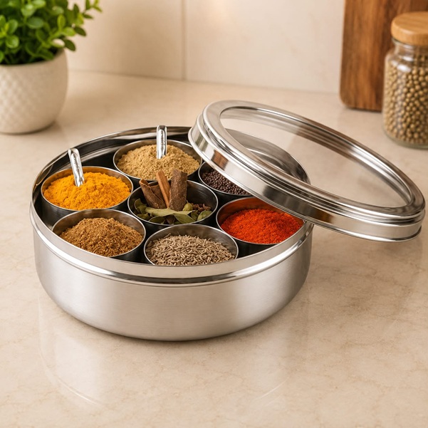 7 PCS SPICES MASALA BOX STAINLESS STEEL